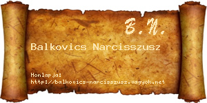 Balkovics Narcisszusz névjegykártya